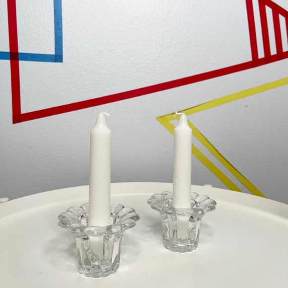 Flower Glass Candle Holder Set of 2 - Picture 1 of 5